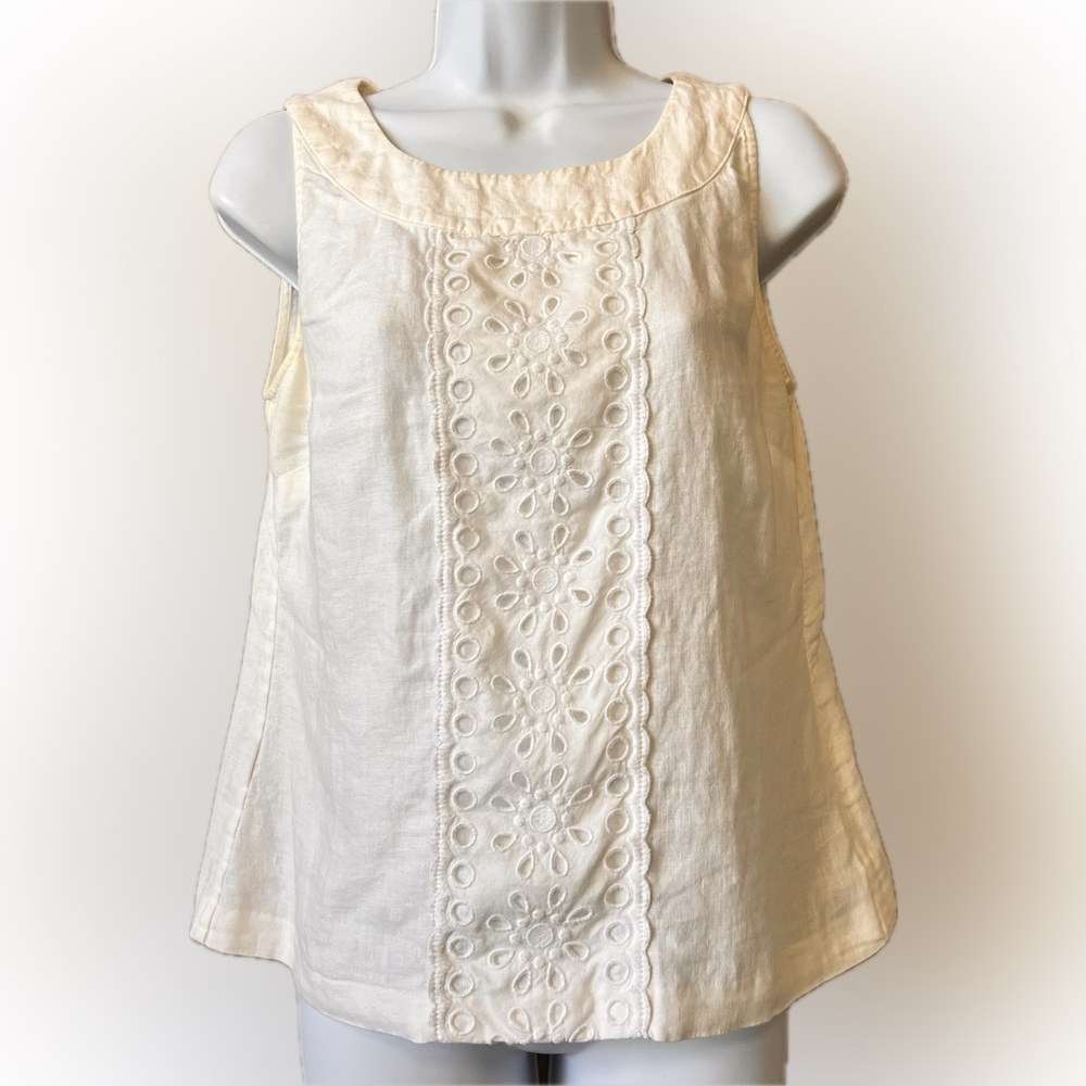 Biden gorgeous eyelet linen shell side zipper embroidered very Pretty! Size 4